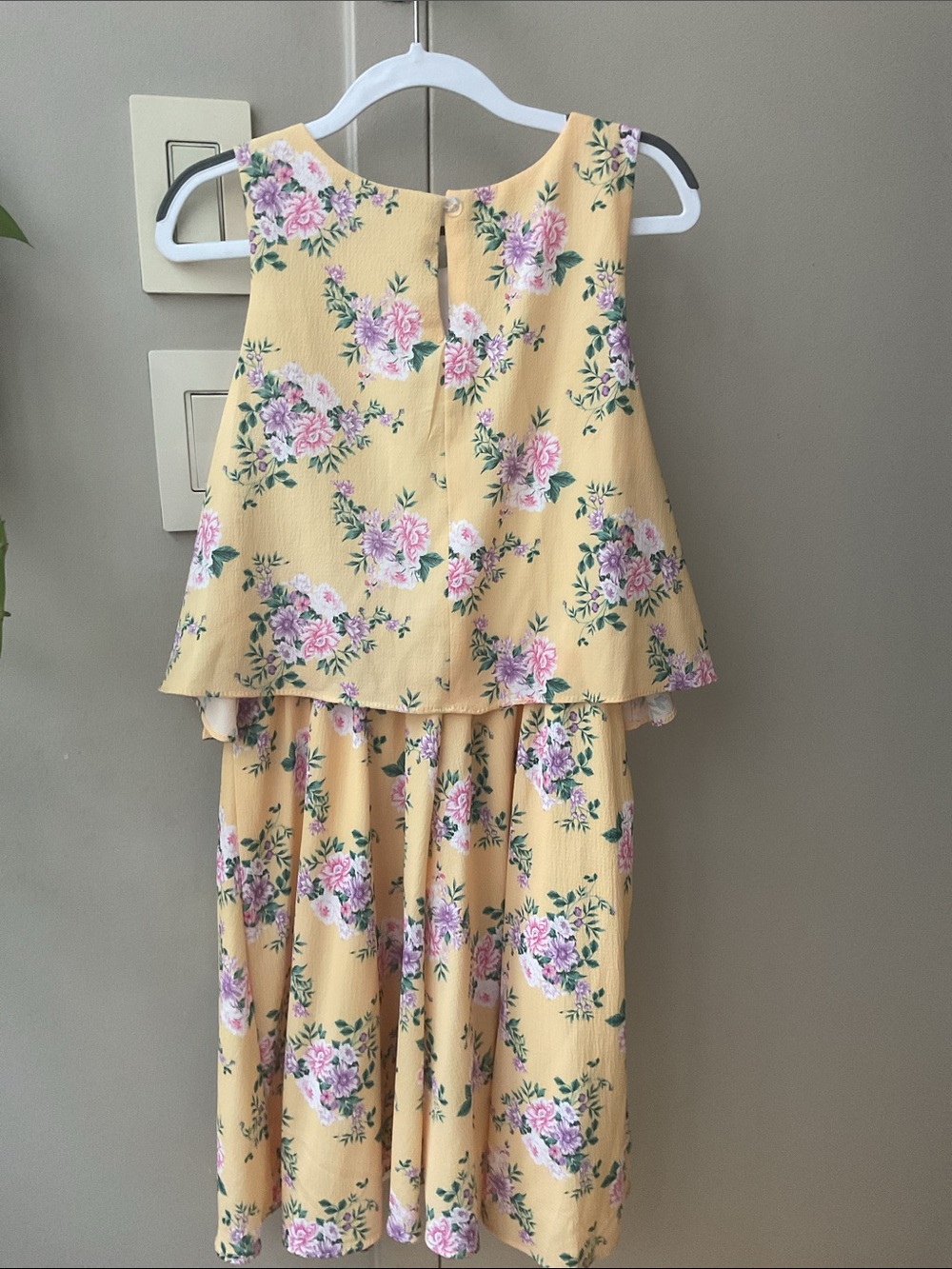 Rare Editions Yellow Floral Midi Skirt with Pink Rose Print - Picture 7 of 8